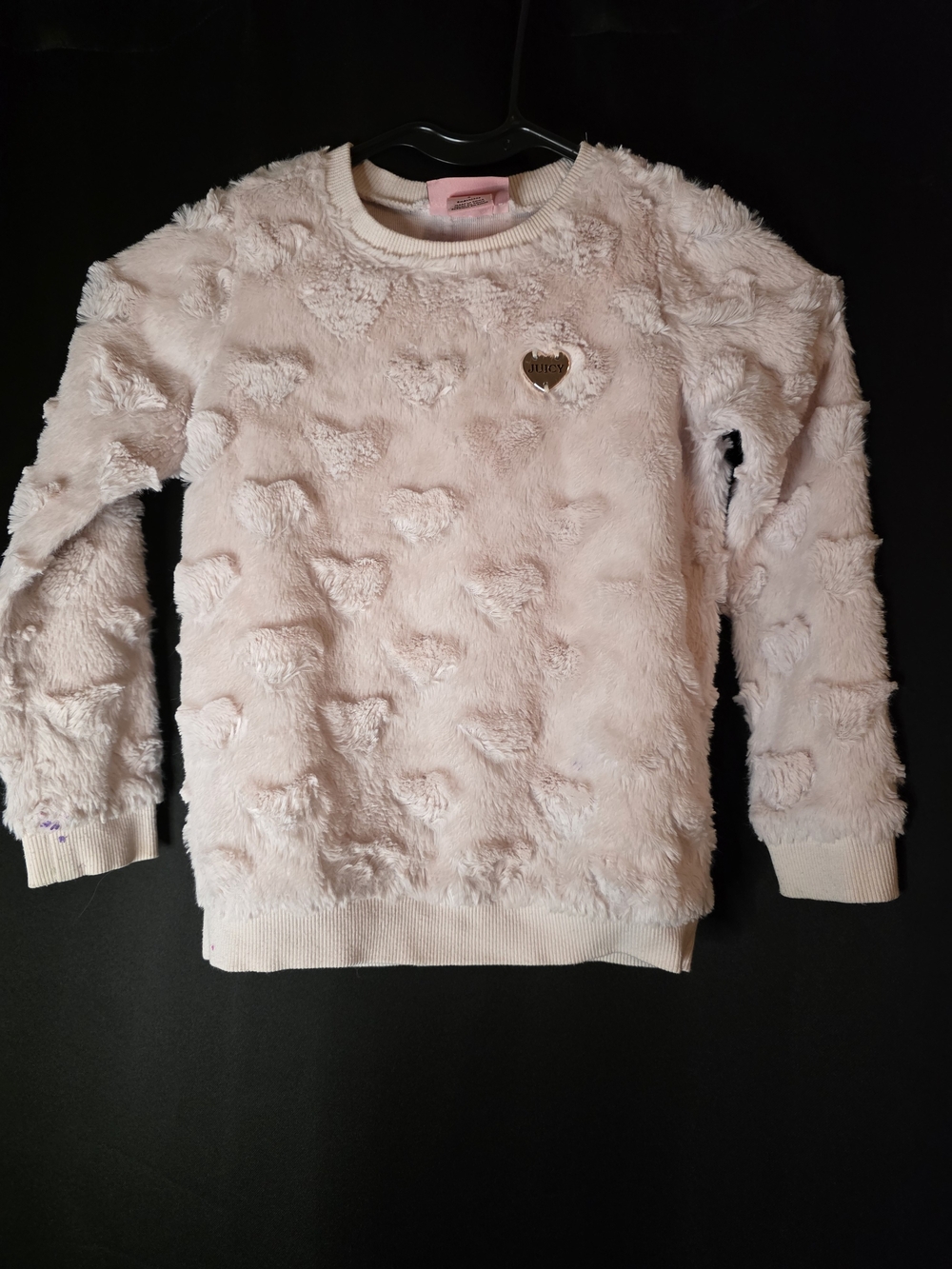 Juicy Couture Kids Small Pink Faux Fur Puffed Heart Sweater